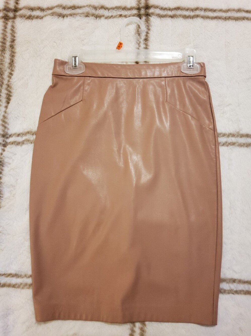 Dynamite Faux Leather Pencil Skirt in Tan